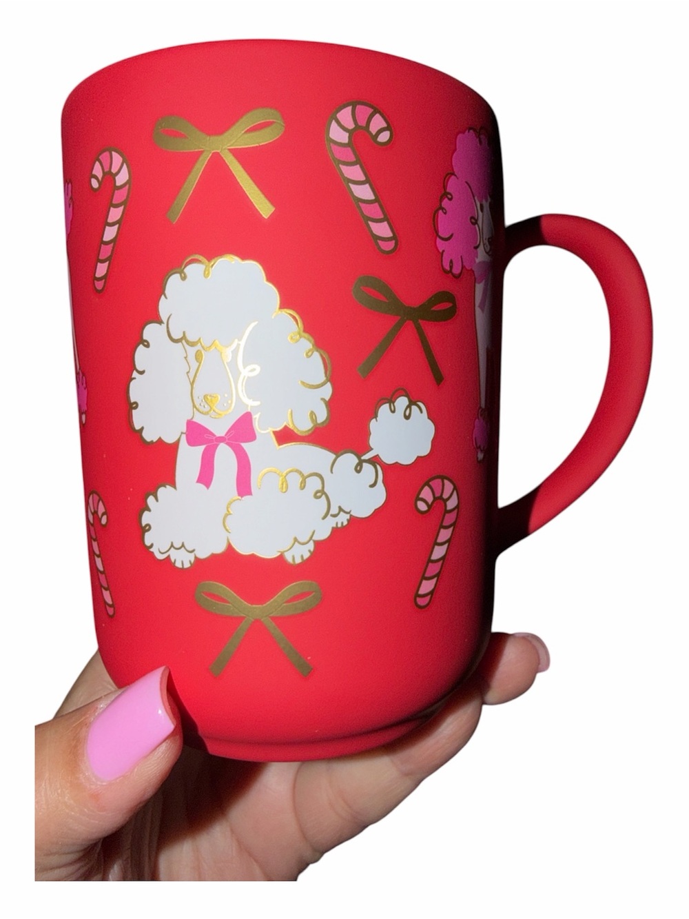 Poodle Holiday Mug with Gold Candy Canes and Bows, NWT